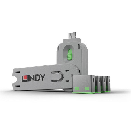Lindy USB Port Blocker Pack 4 Green Référence: 40451