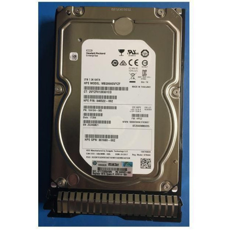 HP HDD 2TB 6G 7.2K LFF SATA SC Référence: 870114-001