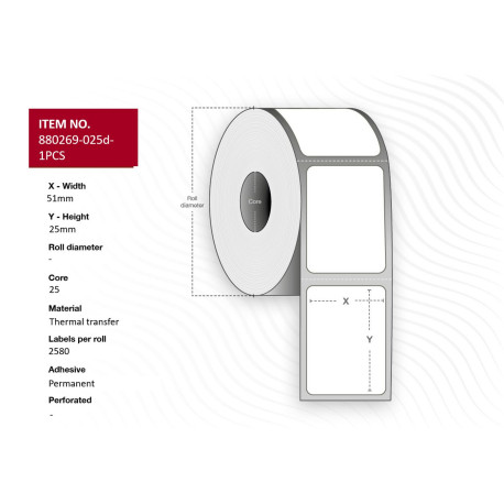 Capture Label 51x25 - Core 25. Reference: 880269-025D-1PCS