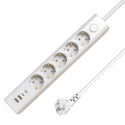 MicroConnect 5-way USB Schuko Power Strip Référence: W128903408