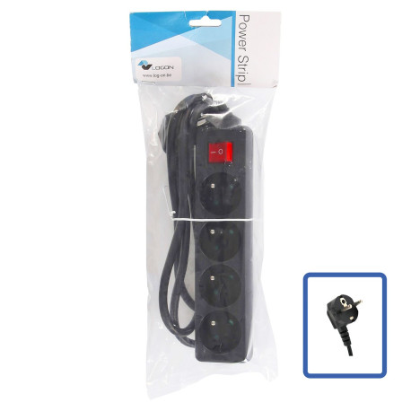 LOGON PROFESSIONAL 4-WAY POWER STRIP: BLACK - Référence: W128317402