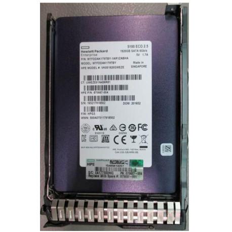 HP SSD 1.92TB SFF SATA RI DS SC Référence: W126307038