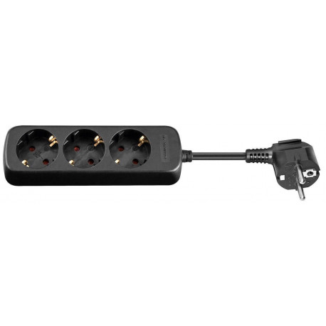 MicroConnect 3-way Schuko Socket 1.5M Black Reference: GRU003B-WOS