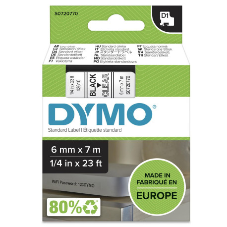 DYMO D1 Standard 6mm Référence: S0720770