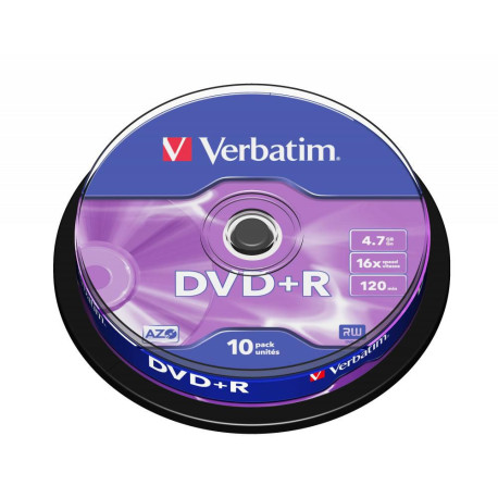 Verbatim DVD+R 16X 4.7GB Branded Référence: 43498