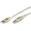 MicroConnect USB2.0 A-B 2m M-M,Transparent Ref: USBAB2T