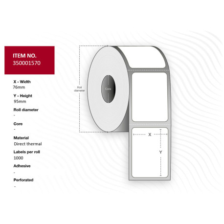 Capture Label 76x95 - Core 25. White. Reference: 35001570