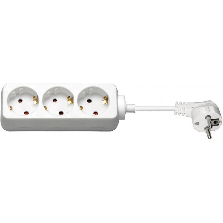 MicroConnect 3-way Schuko Socket 1.8M White Reference: GRU003W