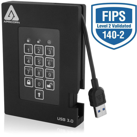 Apricorn HDD 2TB Encrypted USB 3.0 Référence: A25-3PL256-2000F