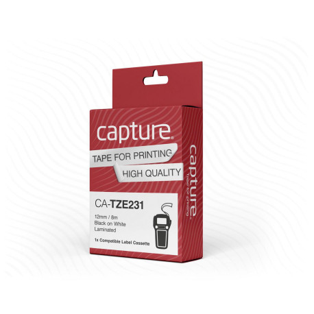 Capture 12mm x 8m Black on White Tape Reference: W127032269