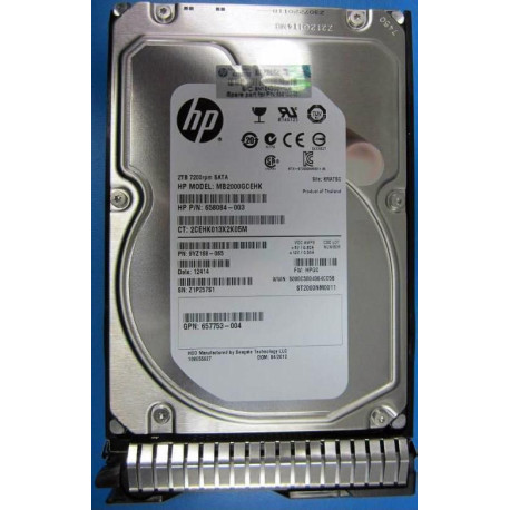 HP 2TB 6G SATA 7.2K 3.5'' LFF Référence: W127213380 