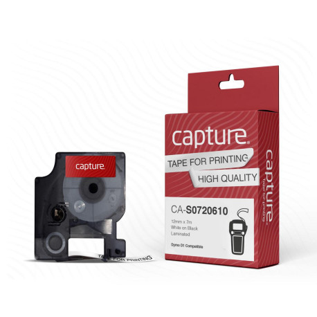 Capture 12mm x 7m White on Black Tape Référence: W128226197