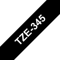 Brother TZE345 18MM WHITE ON BLACK 