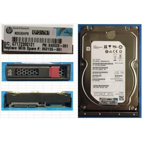 Hewlett Packard Enterprise HDD 4TB 6G 7.2K LFF SATA MDL Reference: 862135-001