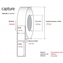 Capture Label 47x25, Core 25, Reference: CA-LB3064