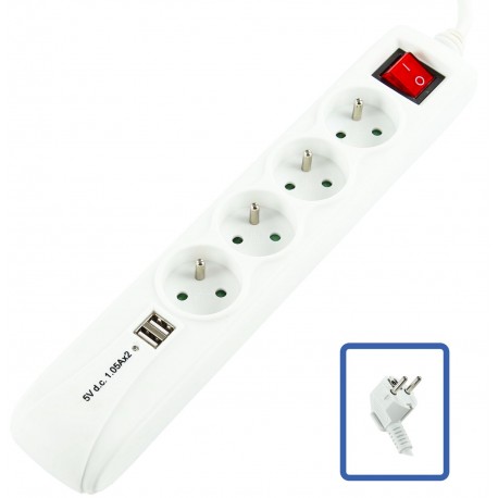 LOGON PROFESSIONAL 4-WAY+2 USB POWER STRIP: Référence: W128317409