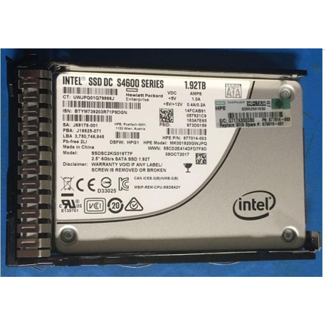 Hewlett Packard Enterprise SSD 1.92TB 6G SFF SATA MU SC Reference: 879019-001