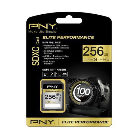 PNY SDXC 256GB ELITE PERF. CLASS10 Référence: SD256ELIPER-EF