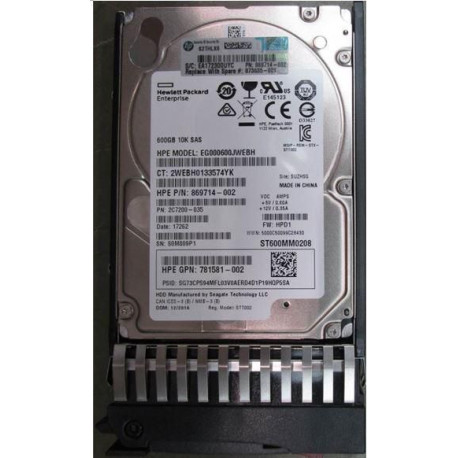 HP HDD 600GB 12G 10K SFF SAS ST Référence: 873035-001