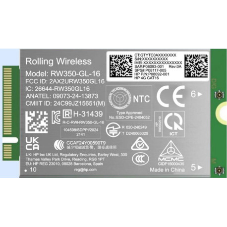 HP 4G LTE-AP (Cat 16) WWAN Référence: W129231740