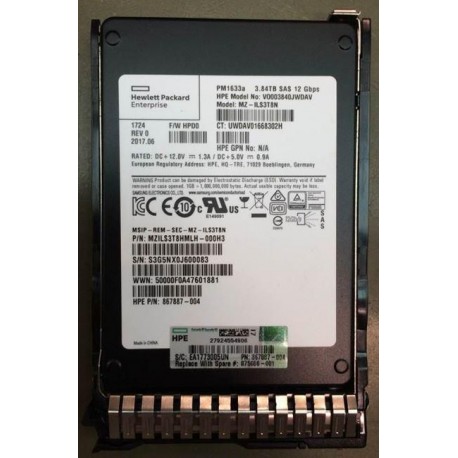 HP SSD 3.84TB SFF SAS RI DS SC Référence: 875686-001