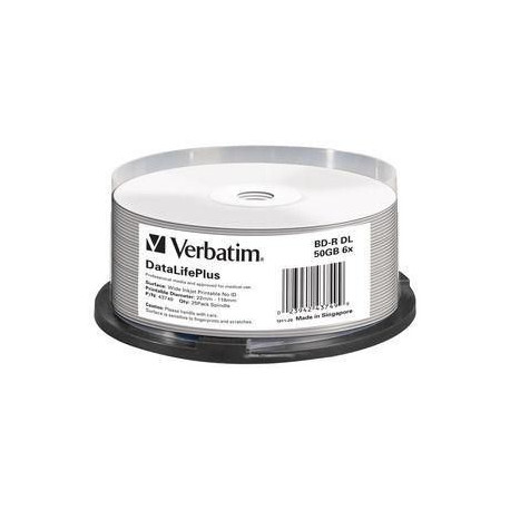 Verbatim BD-R DL 50GB 6X, 25 pack Reference: 43749