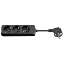 MicroConnect 3-way Schuko Socket 5M Black Reference: GRU0035B
