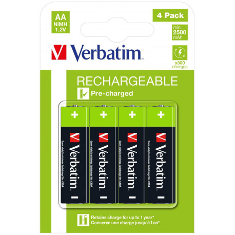 Verbatim RECHARGEABLE BATTERY AA 4 Reference: W126181779