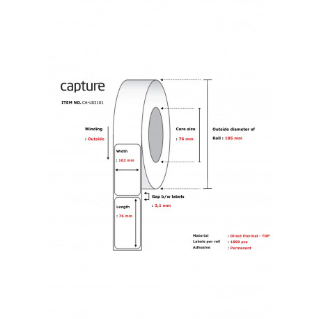 Capture Label 102x76, Core 76, Reference: CA-LB3101